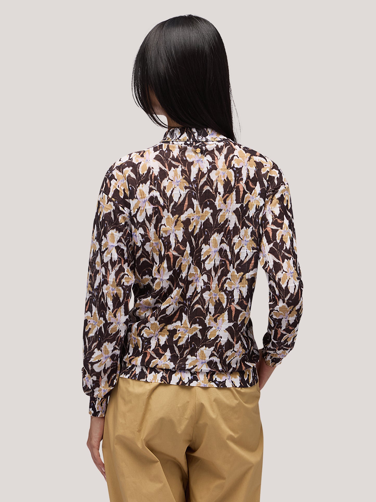 Maglia collo coreano in cotone con stampa quadrillage trasparente black 260w14_ss263c_217bla 72835684368710