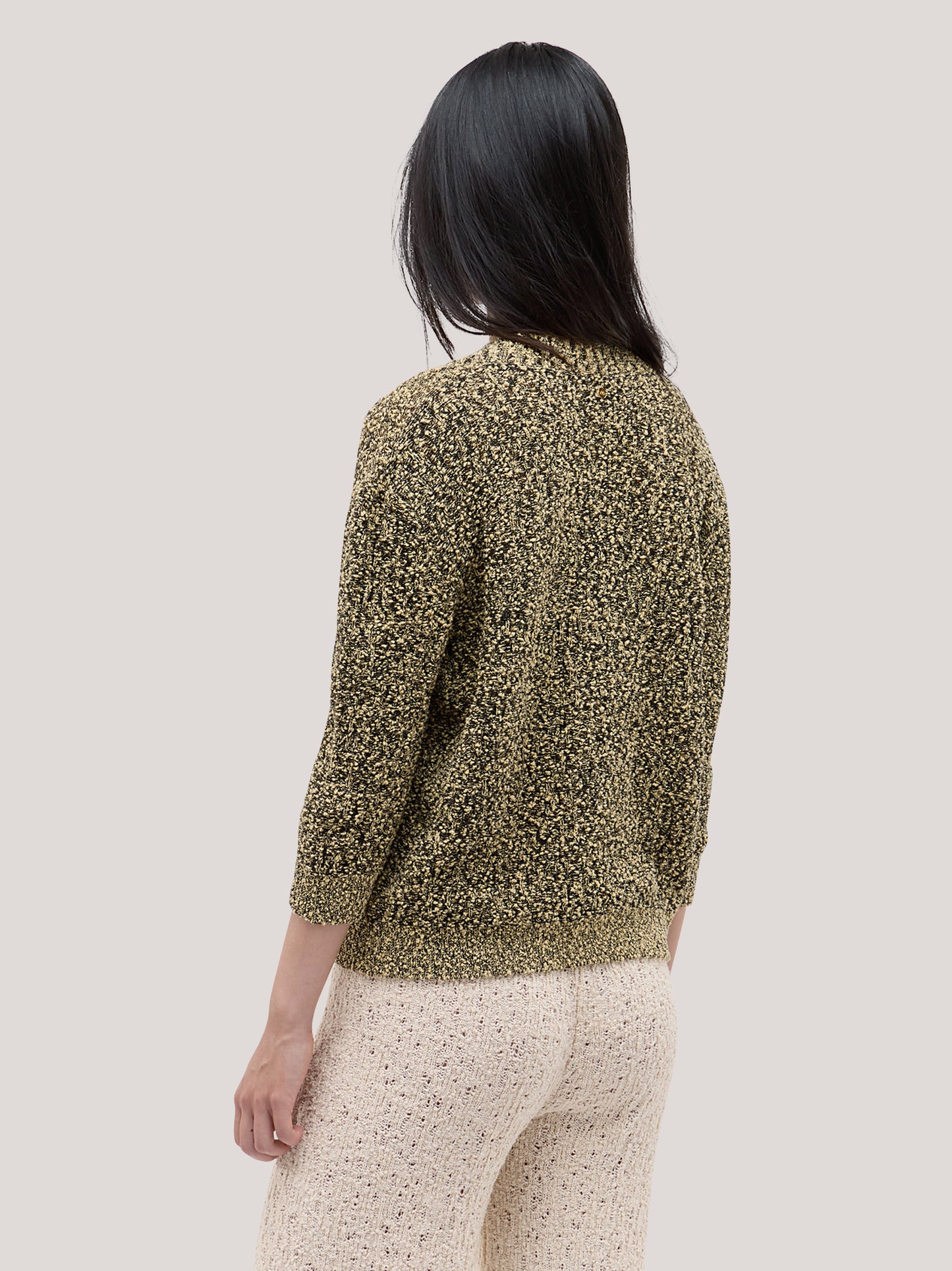 Maglia scollo V ampio in punto pizzo sable 260w20_ss262a_310sab 72835712549190