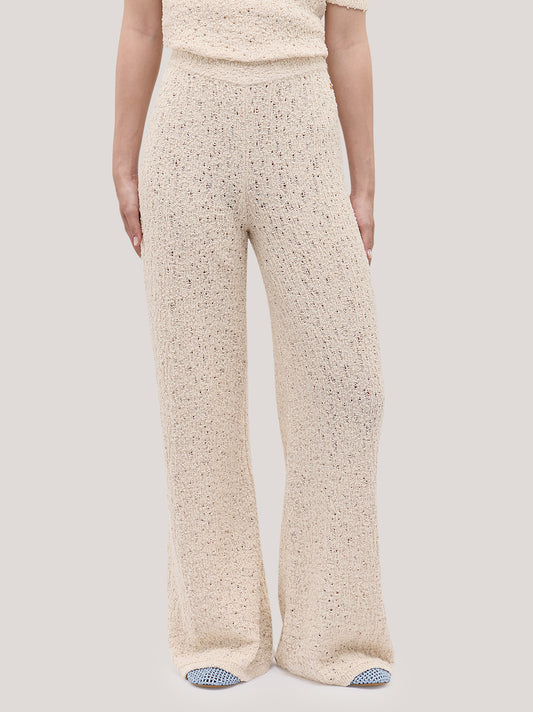 Pantalone ampio in punto pizzo - Pantalone ampio in punto pizzo alt - 002