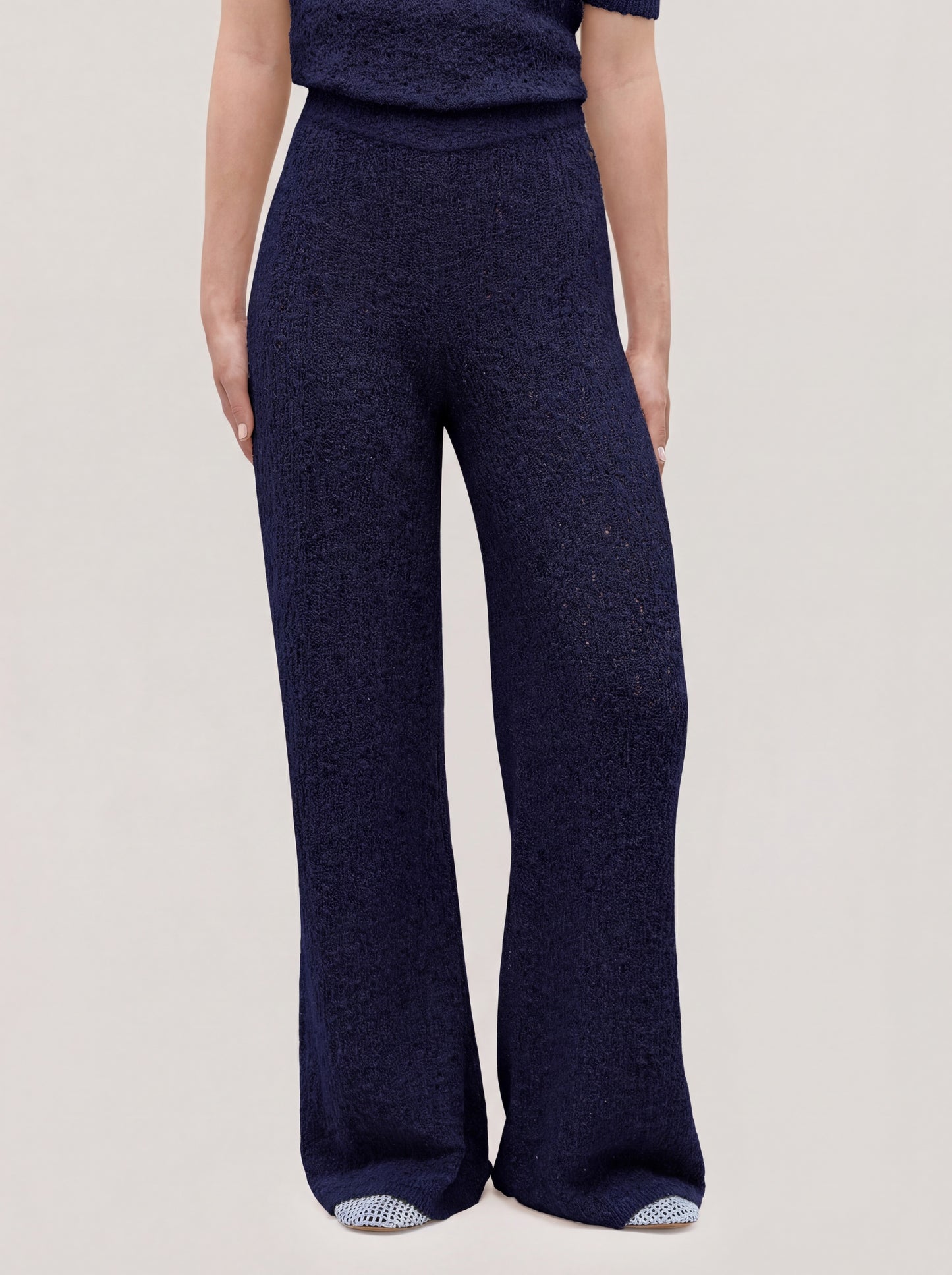 Wide-leg lace knit trousers blue 260w26_ss262a_u01blu 72836086268230