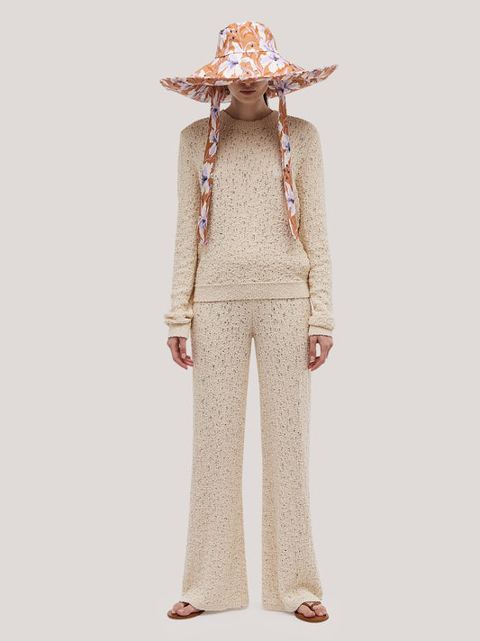 Pantalone ampio in punto pizzo panna 260w26_ss262a_486pan