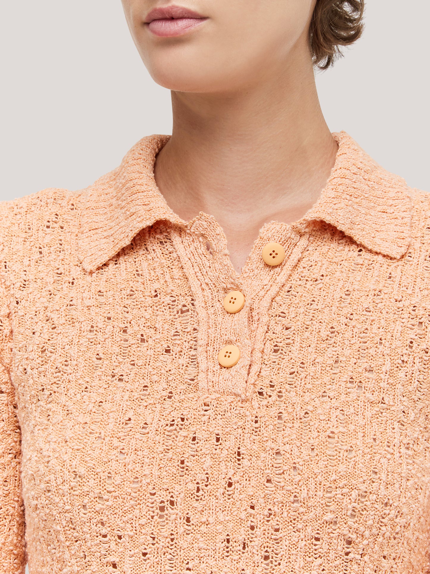 Abito midi a maniche lunghe con collo a polo in punto pizzo sour 260w29_ss262a_888sou 72836104454470