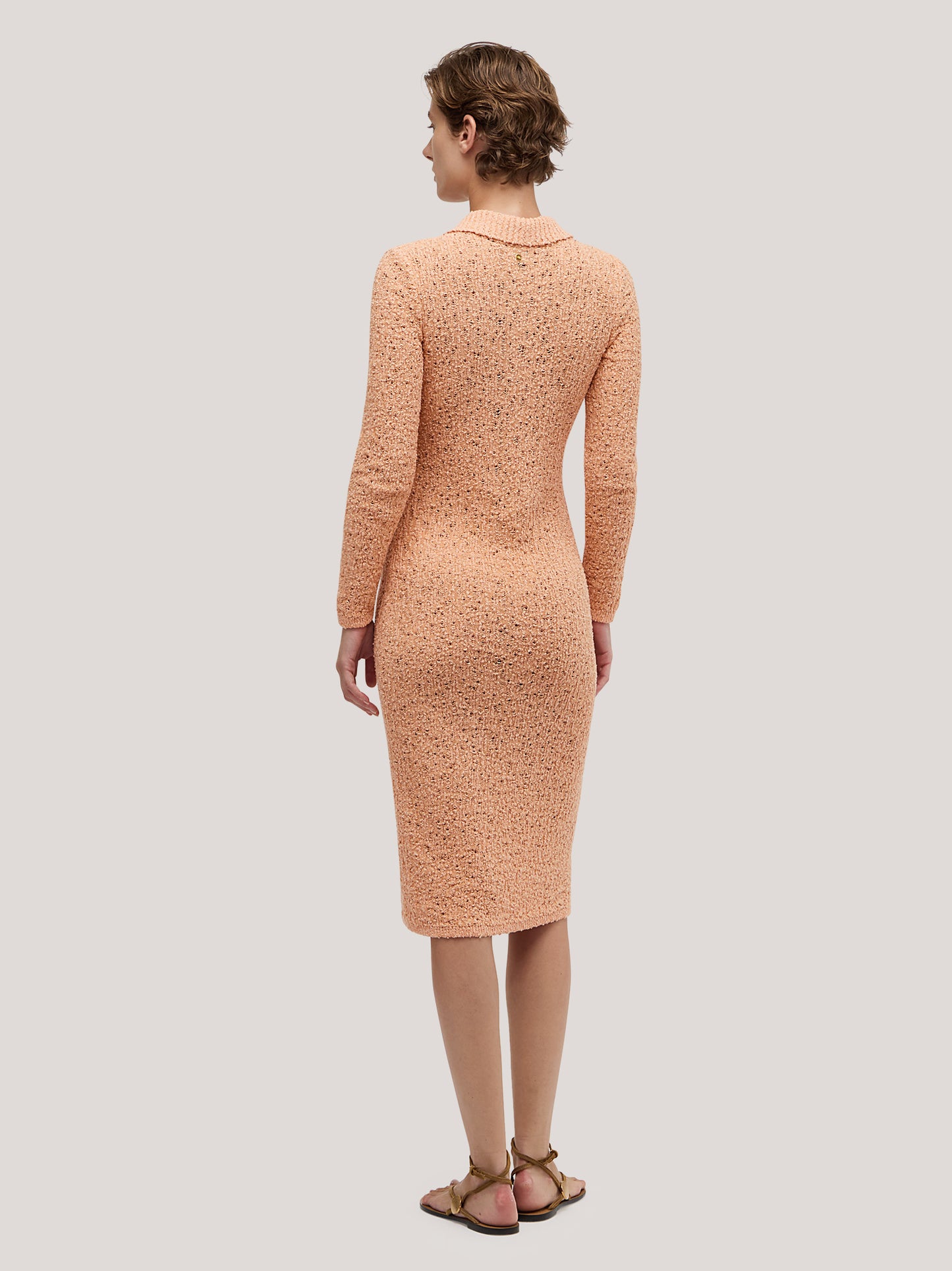 Abito midi a maniche lunghe con collo a polo in punto pizzo sour 260w29_ss262a_888sou 72836104421702