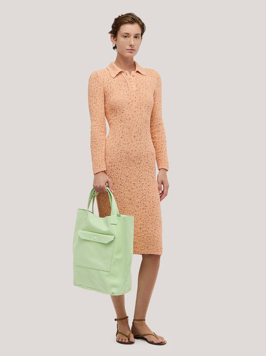 Abito midi a maniche lunghe con collo a polo in punto pizzo sour 260w29_ss262a_888sou