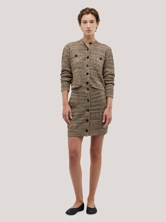 Gonna abbottonata con tasche, lavorazione chevron beige variante unica 260w63_ss26ch_291bei