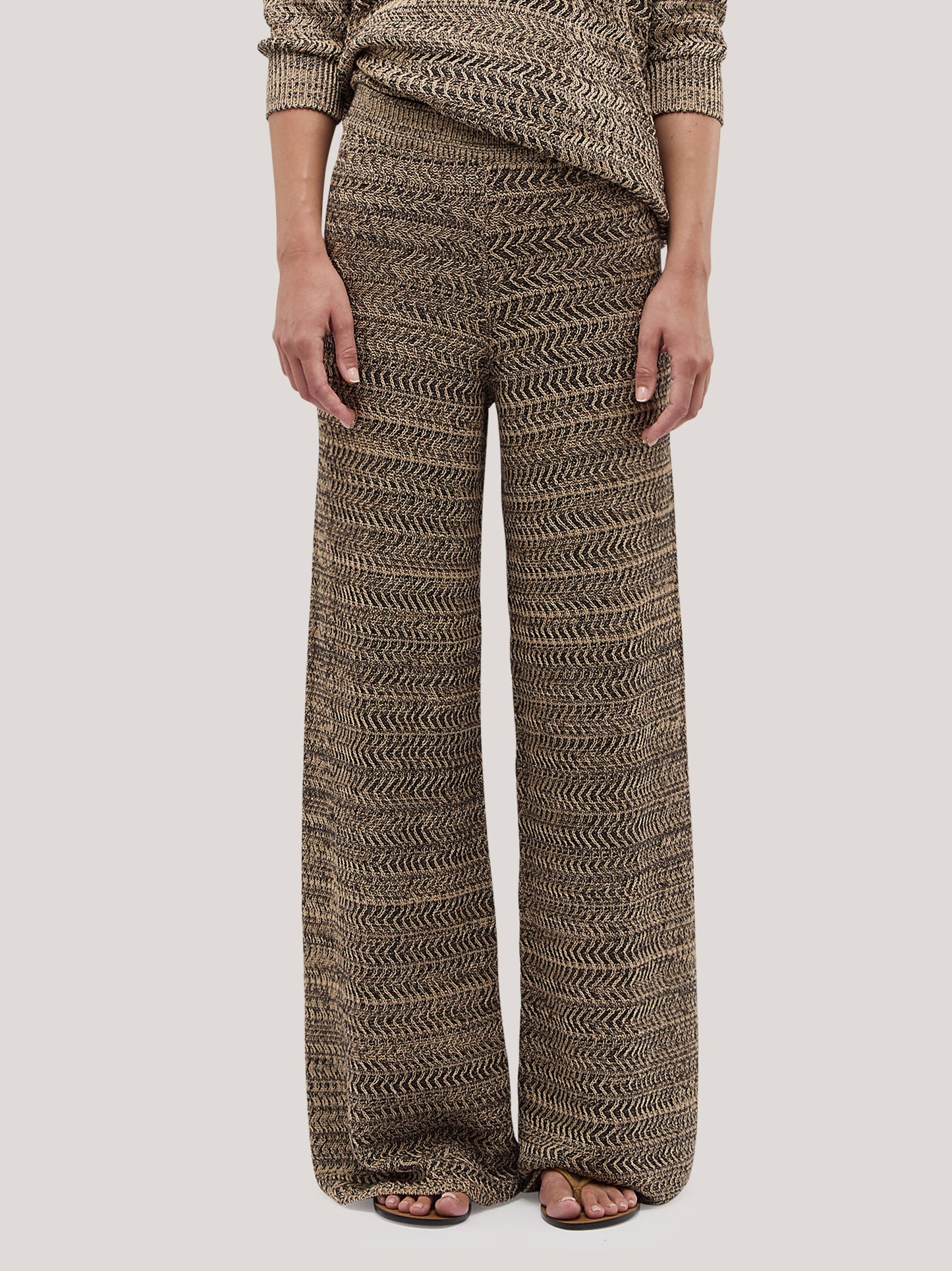 Wide-leg pants in melange chevron beige 260w64_ss26ch_291bei 71695541895494