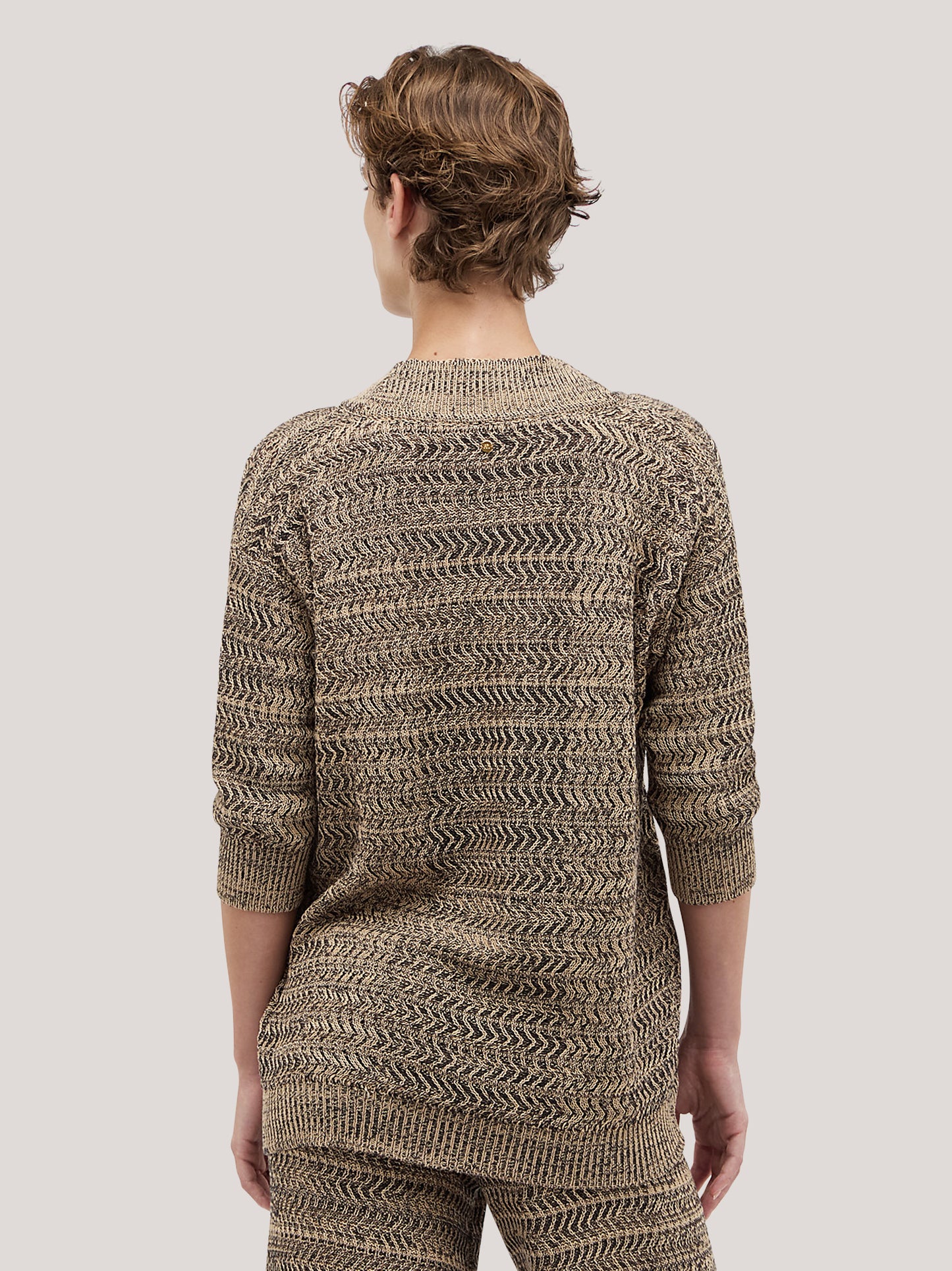 Maglia scollo a V, lavorazione chevron beige variante unica 260w67_ss26ch_291bei 71695561294150