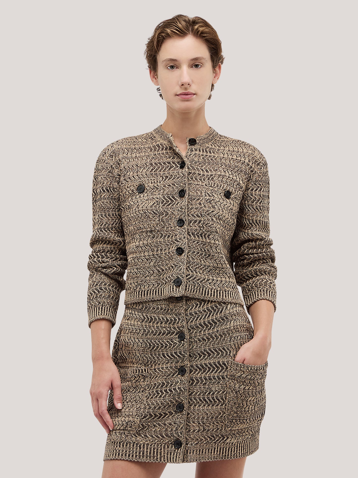 Cardigan con tasche, lavorazione chevron beige variante unica 260w71_ss26ch_291bei 71695571452230
