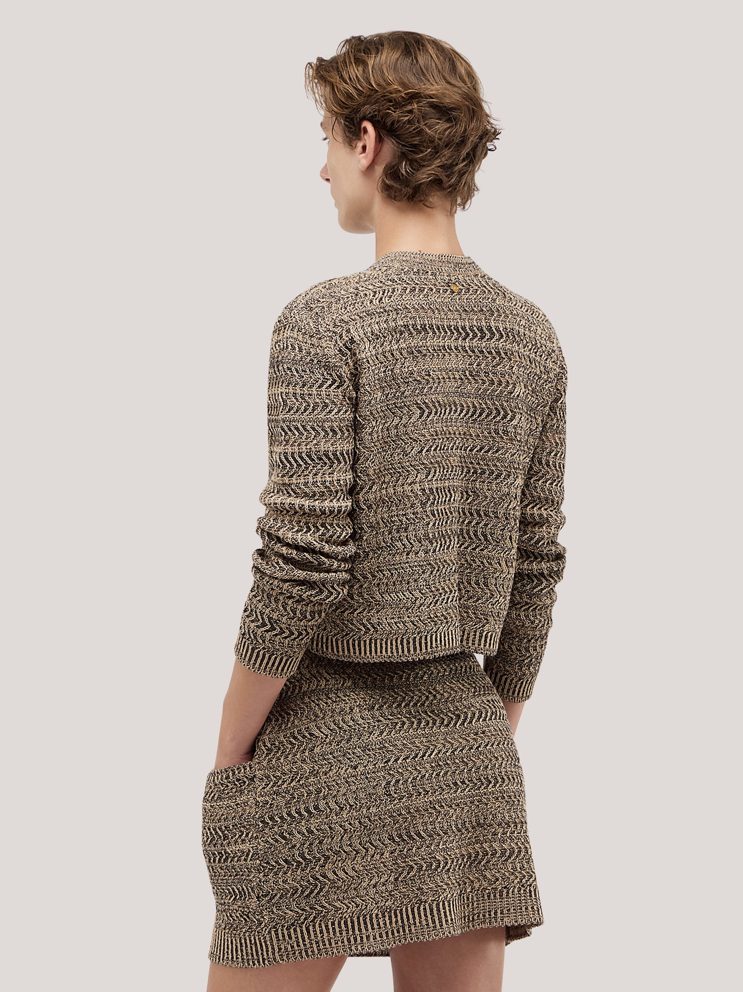 Cardigan con tasche, lavorazione chevron beige variante unica 260w71_ss26ch_291bei 71695571419462