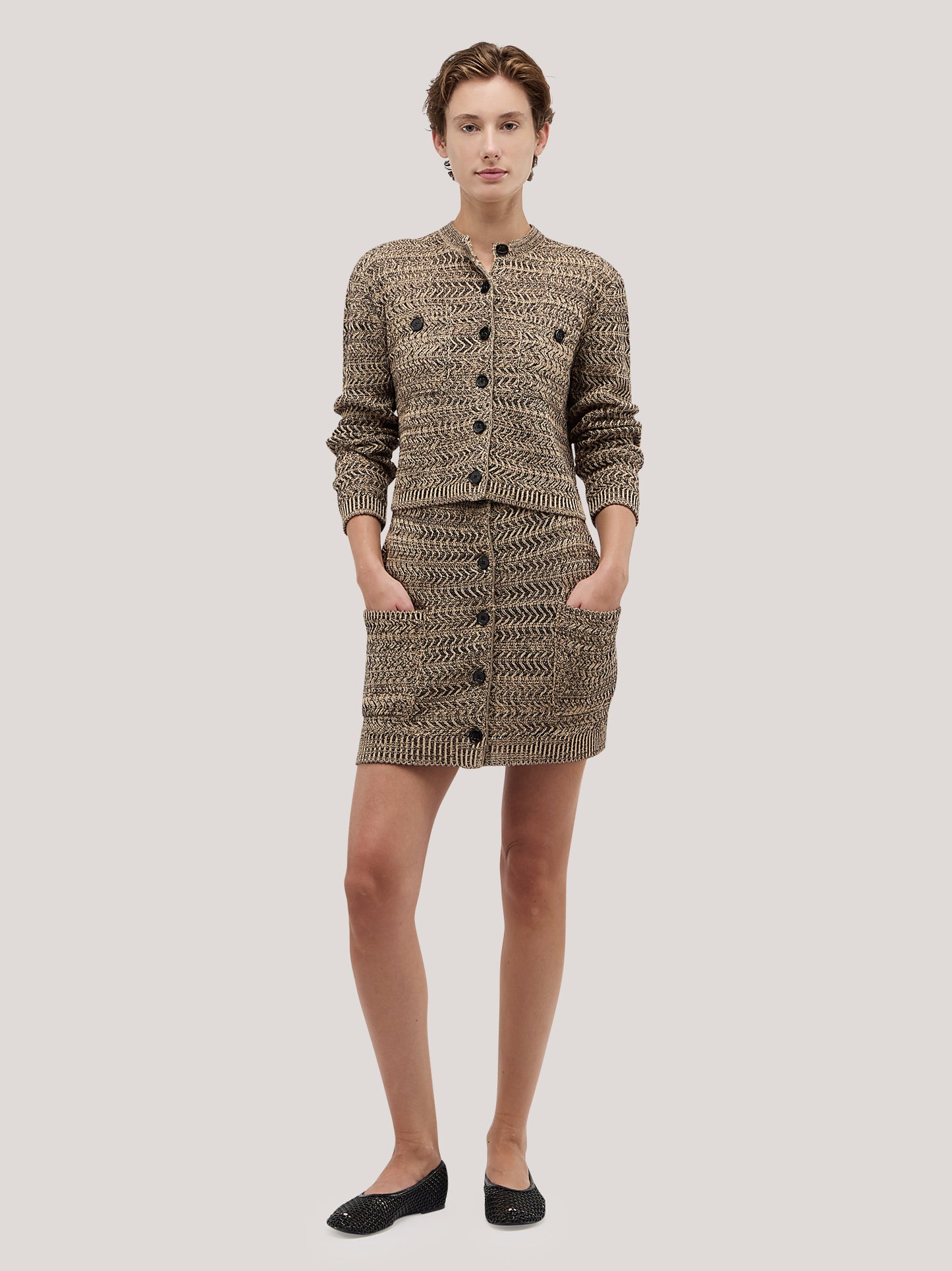 Cardigan con tasche, lavorazione chevron beige variante unica 260w71_ss26ch_291bei 71695571484998