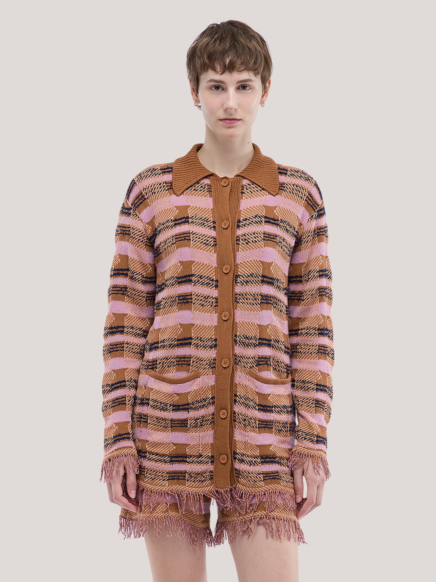 Shirt-style knit with pockets earthenware 260w83_ss263a_j73ter 72836536271174