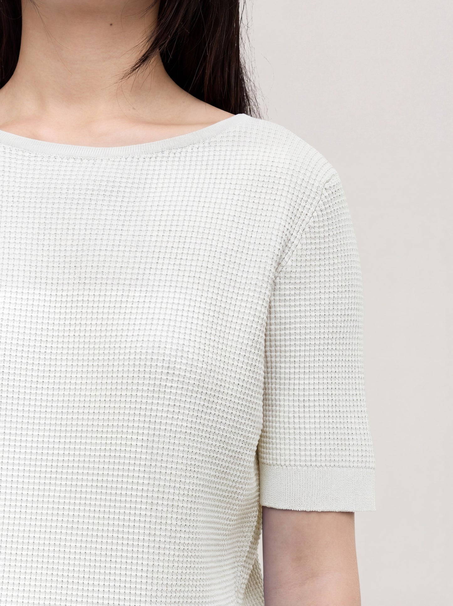 Maglia barchetta con manica corta, punto rodier bianco 260z41_ss264a_217bia 71770994770246