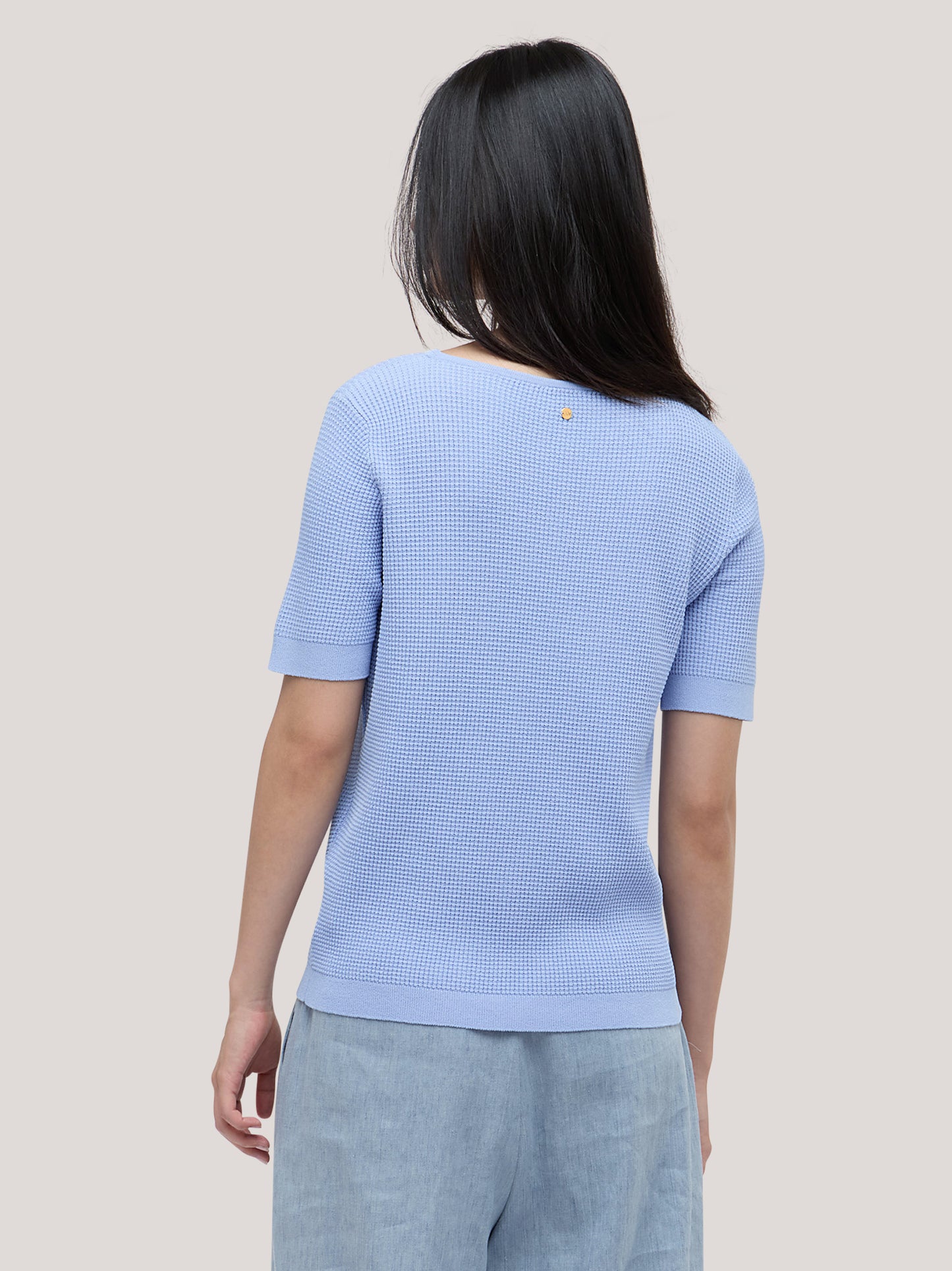 Maglia barchetta con manica corta, punto rodier light blue 260z41_ss264a_j33lbl 71771005747526