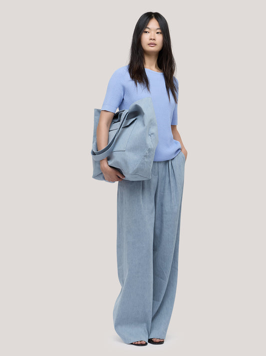 Maglia barchetta con manica corta, punto rodier light blue 260z41_ss264a_j33lbl