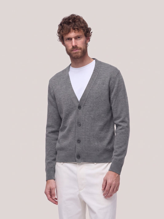 Maglia uomo cardigan punto Casale, lana cashmere steel 26kr22_n_fw26-7_i45ste