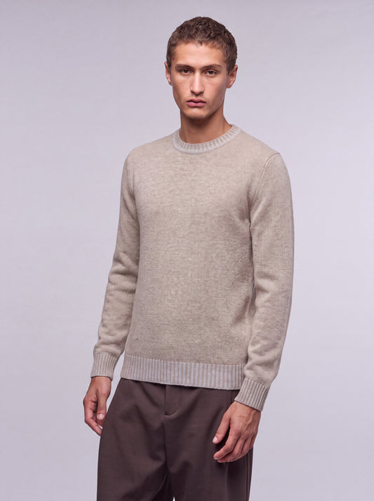 Men's vanisé long-sleeve crew neck sweater brown mel 26kr31_n_fw24-3_bro009