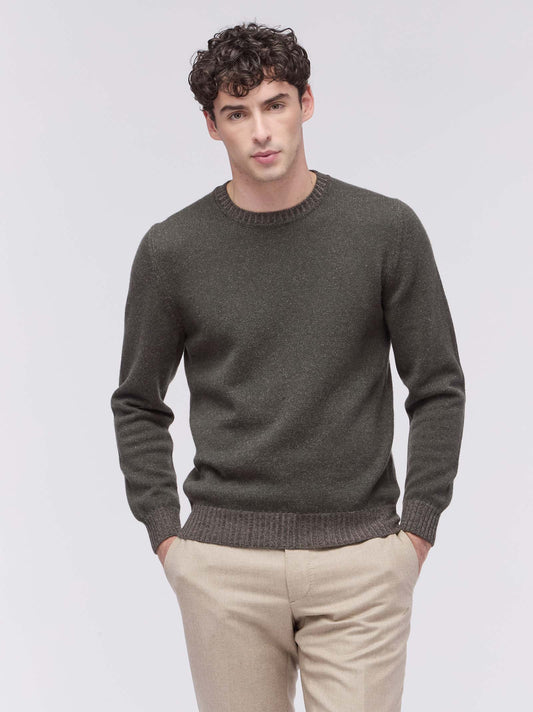Men's vanisé long-sleeve crew neck sweater military 26kr31_n_fw24-3_465mil