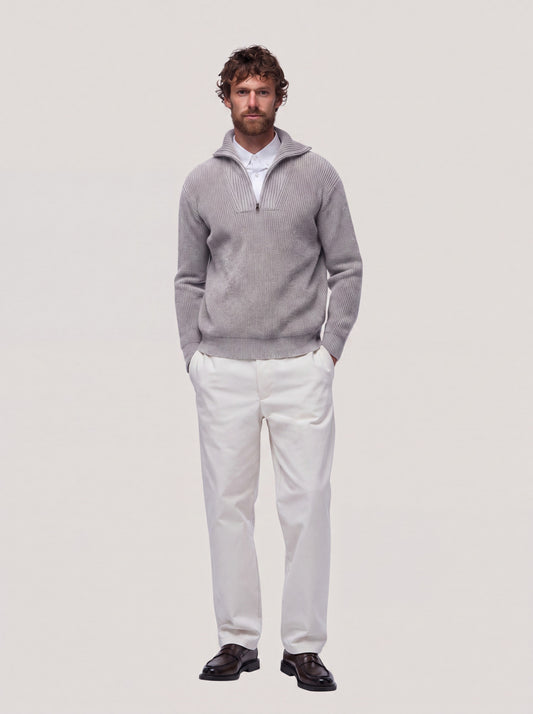 Maglia uomo collo trapezio con mezza zip - Maglia uomo collo trapezio con mezza zip alt - 002