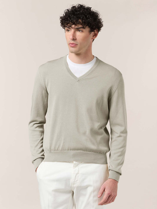 Maglia uomo scollo V manica lunga d34 grey 26ku01_n_ss26tc_001gry