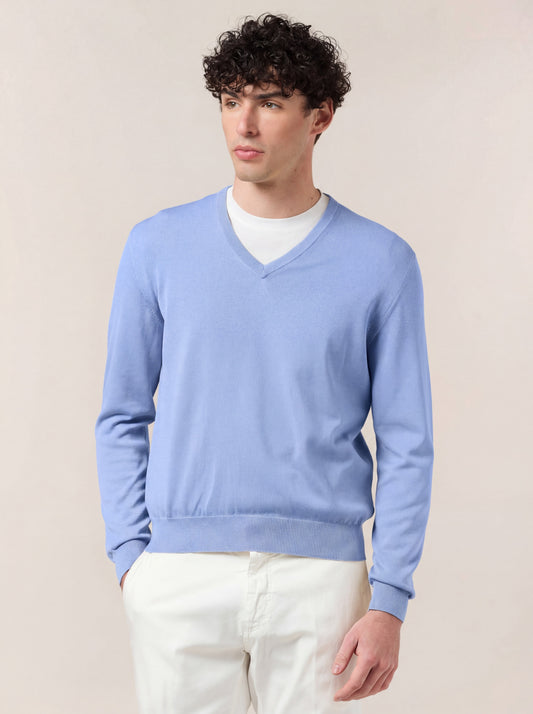 Maglia uomo scollo V manica lunga j33 light blue 26ku01_n_ss26tc_001lbl