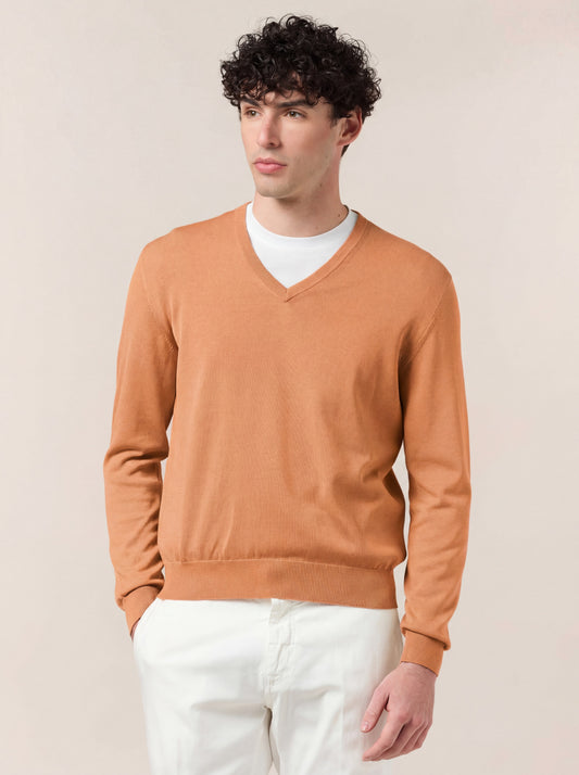 Maglia uomo scollo V manica lunga 636 pesca 26ku01_n_ss26tc_001pes