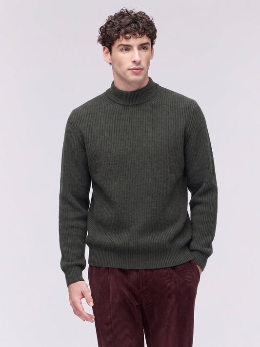 Men's english rib mock neck sweater military 26kr36_n_fw24-3_465mil