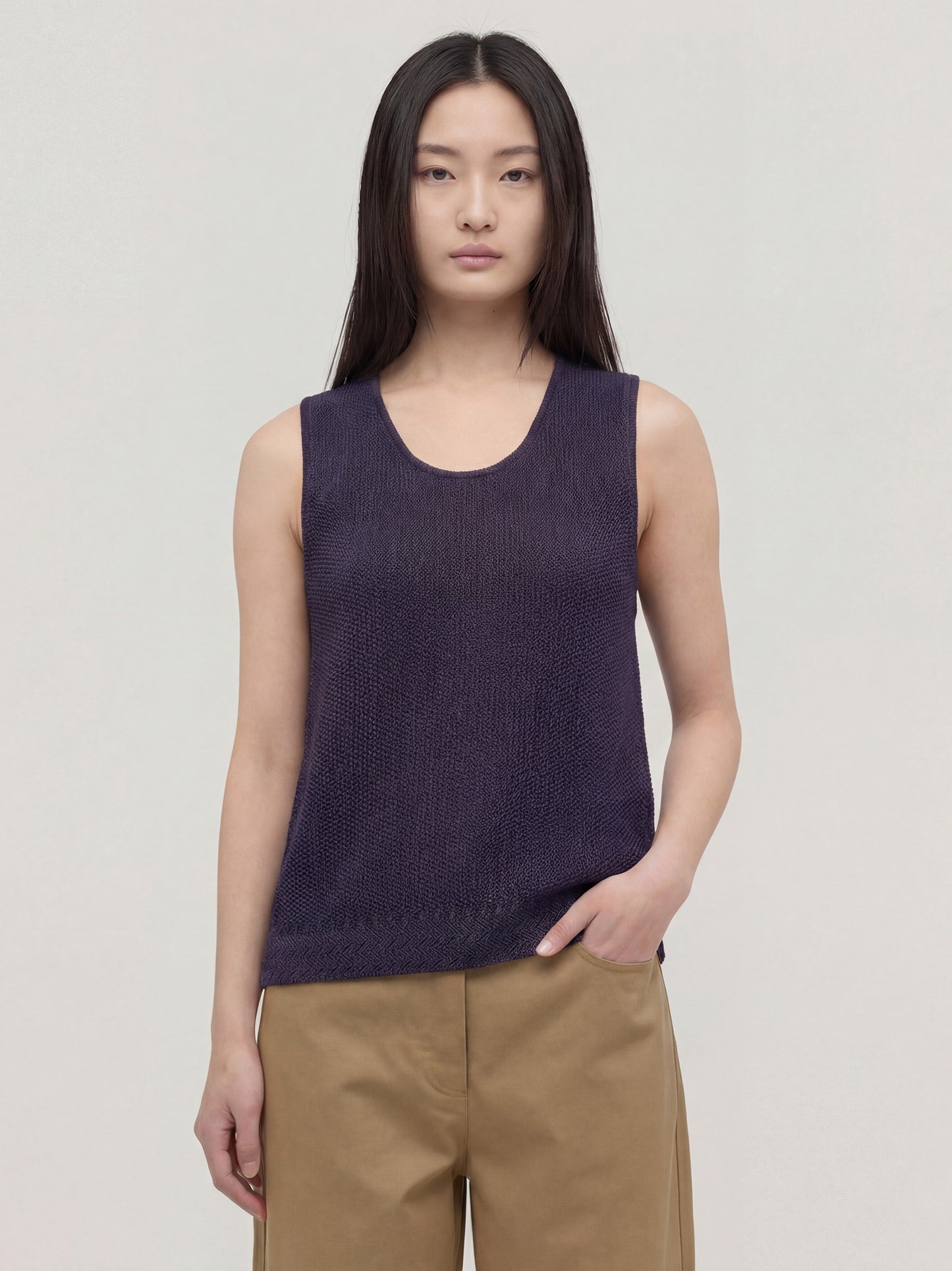 Maglia smanicata paricollo in cotone, punro riso blu navy 260u50_ss262b_u01blu 71586658943302