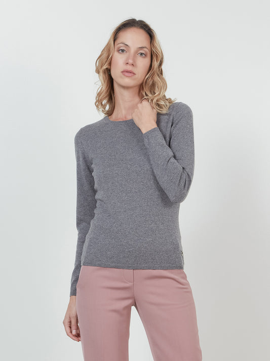 Maglia girocollo in cashmere acciaio mel 550781_rcapi_085088