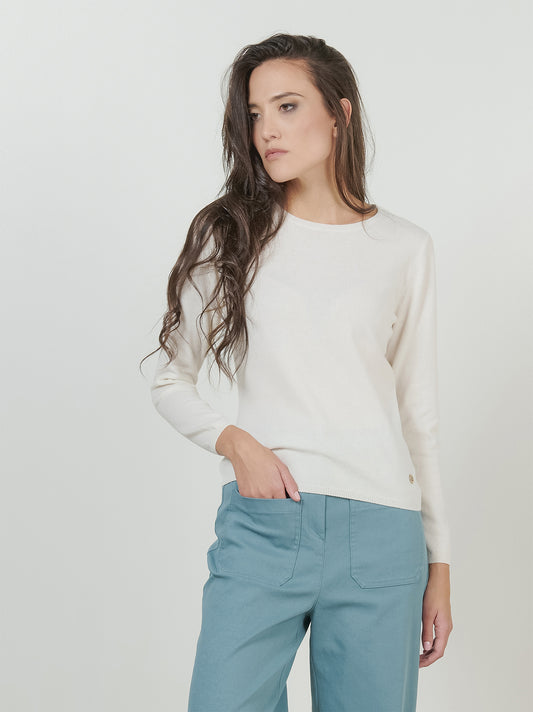 Maglia girocollo in cashmere bianco nat 550781_rcapi_217218