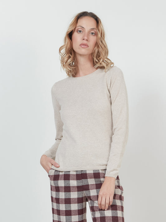 Maglia girocollo in cashmere cremino mel 550781_rcapi_908908