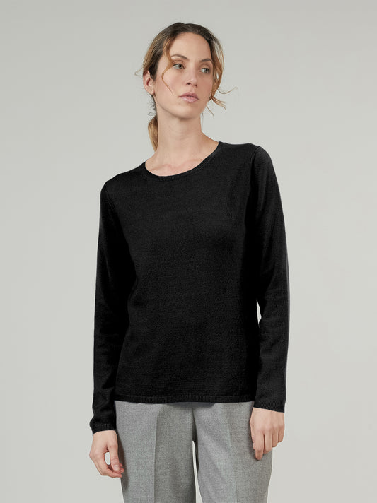 Maglia girocollo in cashmere nero 550781_rcapi_096096