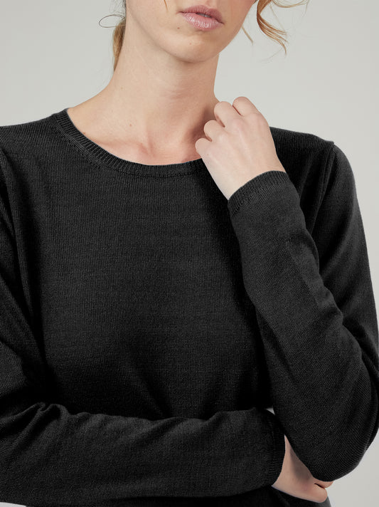 Maglia girocollo in cashmere - Maglia girocollo in cashmere alt - 002