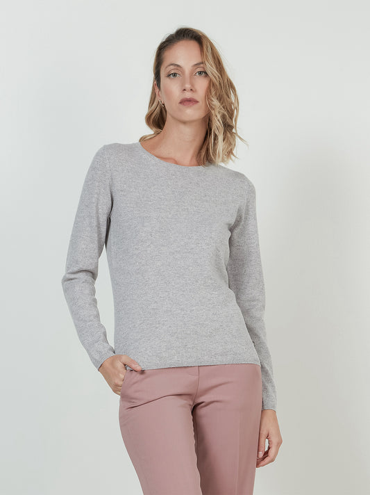 Maglia girocollo in cashmere perla 550781_rcapi_160083