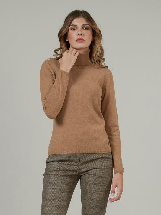 Maglia collo alto in cashmere biscotto 550785_rcapi_846846