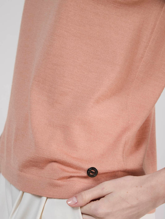 Short-sleeved sweater in wool, silk and cashmere - Short-sleeved sweater in wool, silk and cashmere alt - 002