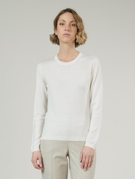 Maglia mainica lunga in lana seta e cashmere bianco 550t02_woseca_217bia