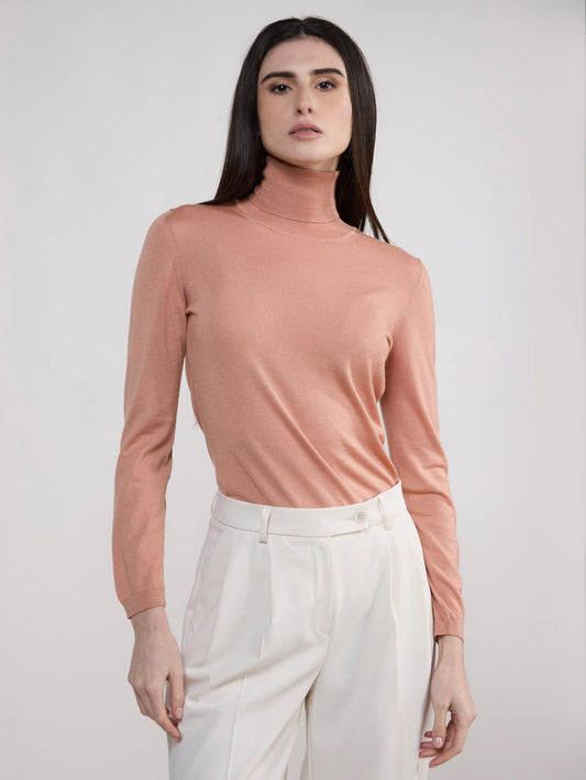 Maglia dolcevita in lana seta e cashmere mandarino 550t04_woseca_070man