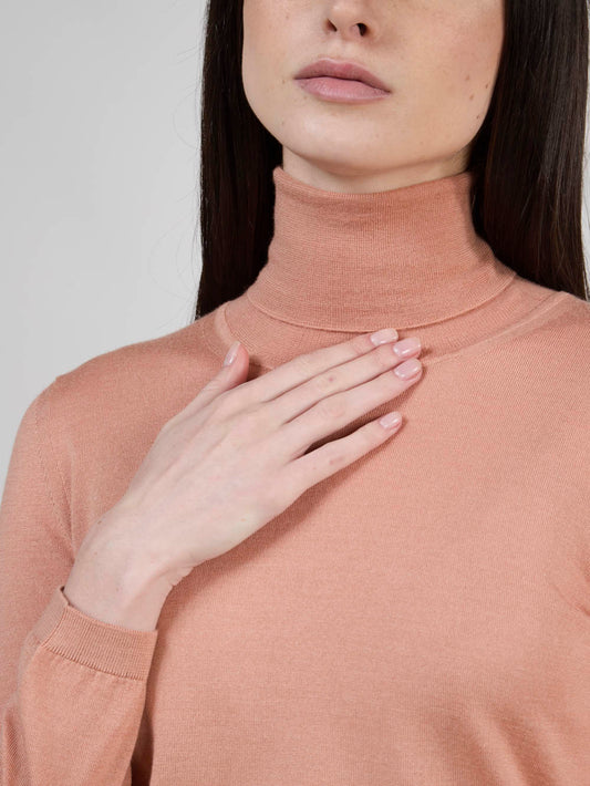 Maglia dolcevita in lana seta e cashmere - Maglia dolcevita in lana seta e cashmere alt - 002