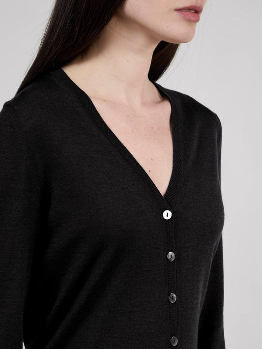 Maglia cardigan in lana seta e cashmere - Maglia cardigan in lana seta e cashmere alt - 002