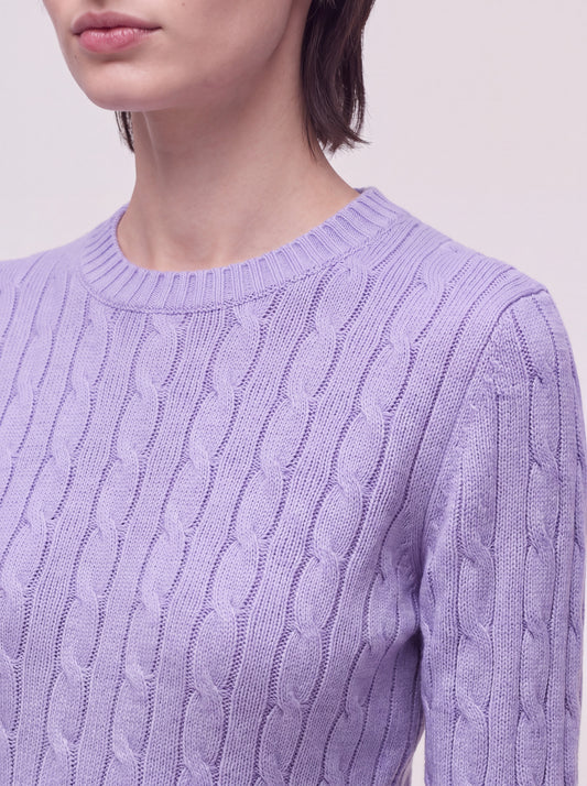 Long-sleeve cable knit crew neck sweater - Long-sleeve cable knit crew neck sweater alt - 002