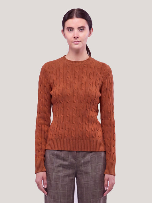 Long-sleeve cable knit crew neck sweater vulcano 550r64_fw25-7_104vul