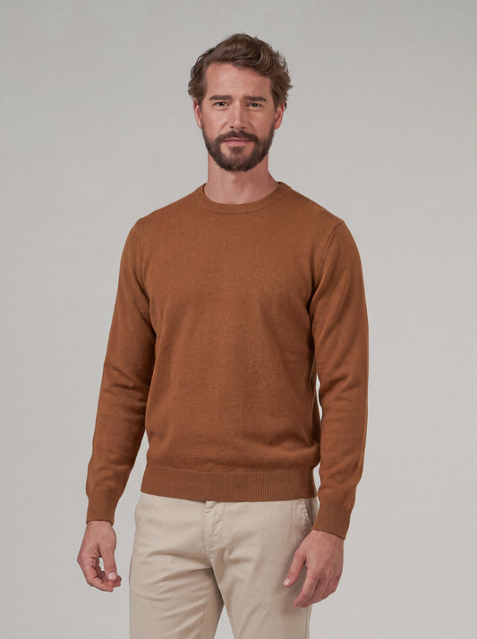 Maglia girocollo in cashmere caramel cafe' 55k072_rcapi_165car
