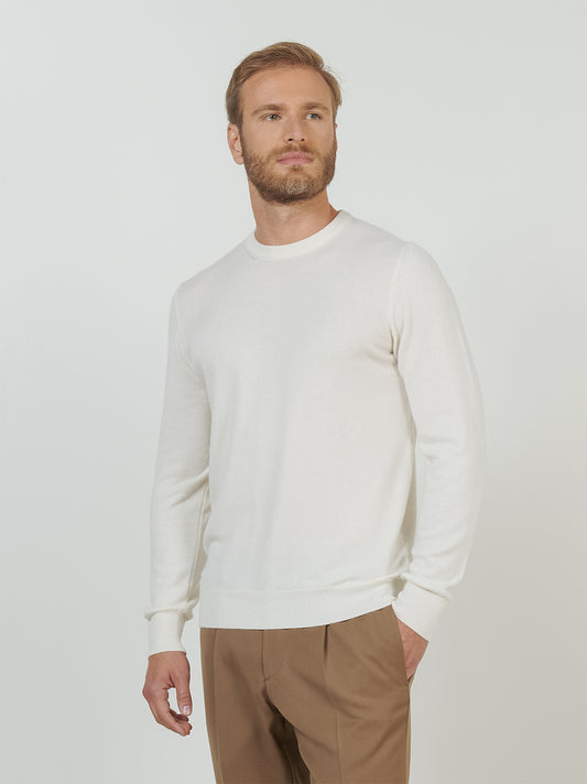 Maglia girocollo in cashmere bianco nat 55k072_rcapi_217218