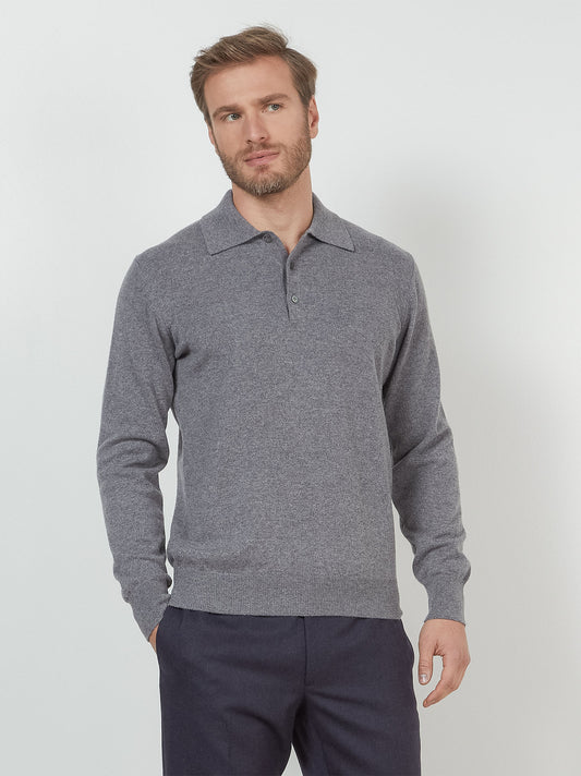 Maglia gusto polo in cashmere acciaio mel 55k073_rcapi_085088