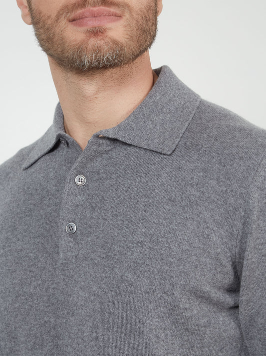 Maglia gusto polo in cashmere - Maglia gusto polo in cashmere alt - 002
