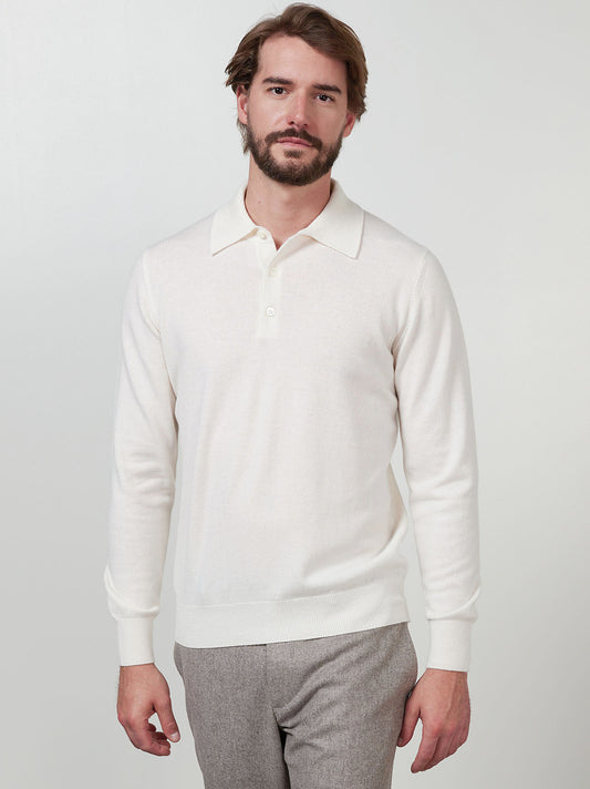 Maglia gusto polo in cashmere bianco nat 55k073_rcapi_217218