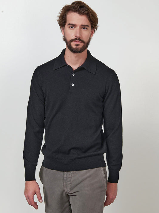 Maglia gusto polo in cashmere nero 55k073_rcapi_096096
