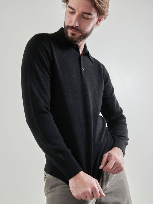 Maglia gusto polo in cashmere - Maglia gusto polo in cashmere alt - 002