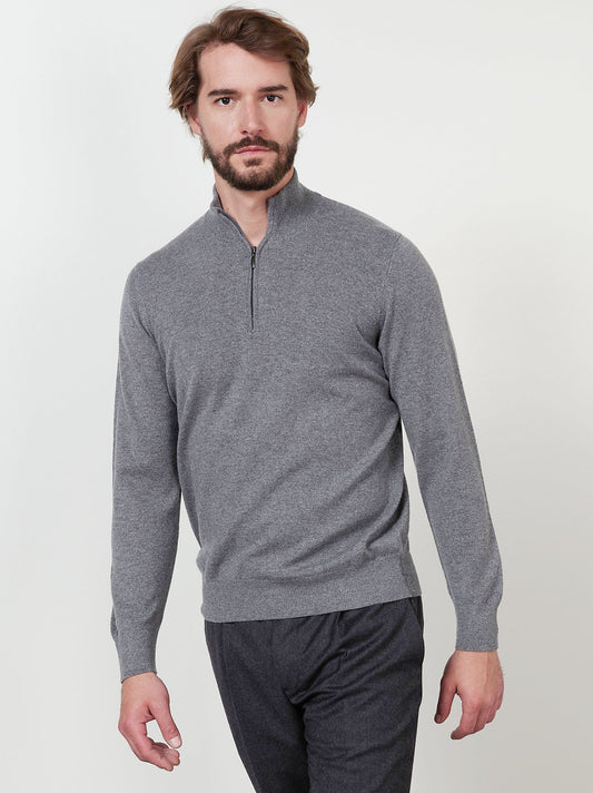 Lupetto collo zip in cashmere acciaio mel 55k076_rcapi_085088