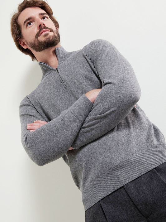 Lupetto collo zip in cashmere - Lupetto collo zip in cashmere alt - 002